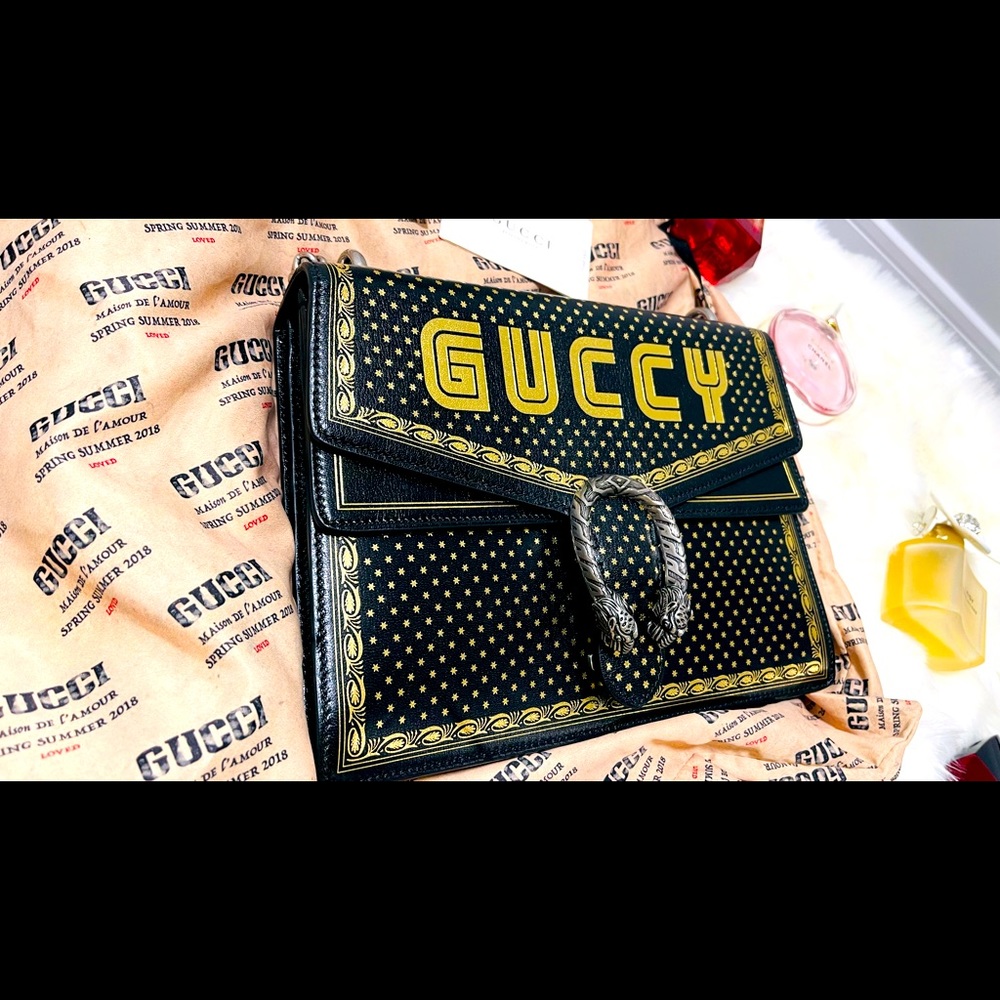 GUCCI
Dionysus New SEGA Moon & Stars Leather Shoulder Bag, Black- Never Used